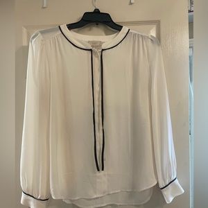 LOFT - white blouse with black trim